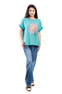 Tricou dama, Always, Turcoaz Inchis, Marime Universala