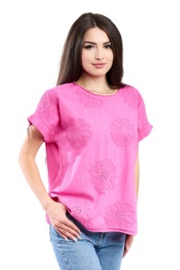 Tricou dama cu imprimeu floral 1055, Cyclam, Marime Universala - Img 2