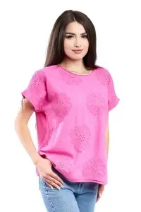 Tricou dama cu imprimeu floral 1055, Cyclam, Marime Universala - Img 2
