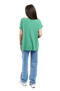 Tricou dama, Flower, Verde, Marime Universala - Img 3