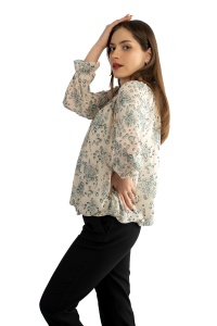 Bluza dama 2371, Ivoire/Bleu, One Size - Img 4