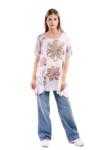 Bluza dama 8894, Gri/Alb, One Size