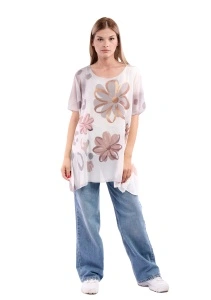 Bluza dama 8894, Gri/Alb, One Size