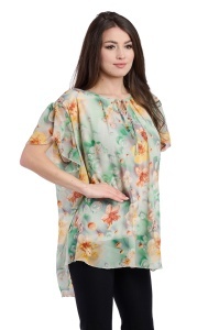 Bluza dama 949, Galben/Caramiziu/Verde, Marime Universala - Img 2