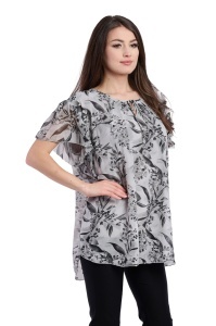Bluza dama 949, Gri/Negru, Marime Universala - Img 2