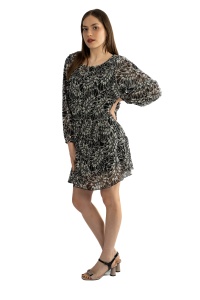 Bluza dama tip rochie 2410, Alb/Negru, One size - Img 2