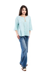 Camasa dama uni, Turcoaz Deschis, Oversize - Img 3