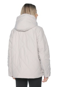 Geaca dama reversibila 2 fete, cu gluga, matlasata 2903, Bej Deschis-Maro - Img 3
