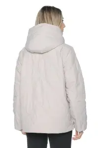 Geaca dama reversibila 2 fete, cu gluga, matlasata 2903, Bej Deschis-Maro - Img 3