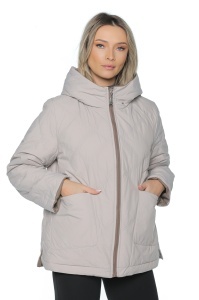 Geaca dama reversibila 2 fete, cu gluga, matlasata 2903, Maro Deschis-Crem - Img 2