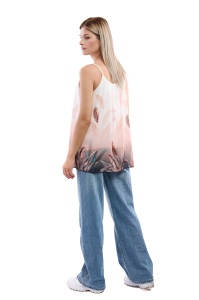 Maieu dama 8958 cu imprimeu, Bej/Alb, One Size - Img 2