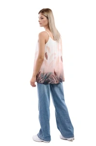 Maieu dama 8958 cu imprimeu, Bej/Alb, One Size - Img 2