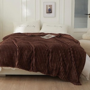 Patura cocolino cu dungi, 200x230cm - Culoare Maro - Img 2