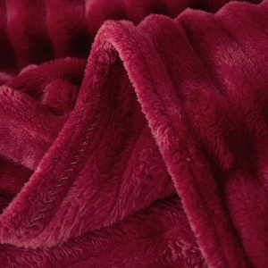 Patura cocolino cu dungi, 200x230cm - Culoare Visiniu - Img 3