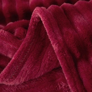 Patura cocolino cu dungi, 200x230cm - Culoare Visiniu - Img 3