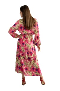 Rochie dama 2366 - Roz/Verde/Crem - Img 2