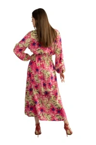 Rochie dama 2366 - Roz/Verde/Crem - Img 2