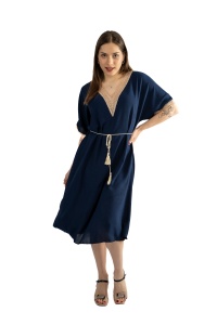 Rochie dama cu snur, Bleumarin, One Size - Img 4