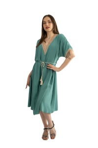 Rochie dama cu snur, Verde Pal, One Size - Img 4