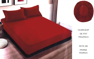 Set husa pat cu elastic si 2 fete de perna,180x200 cm - culoare Rosie