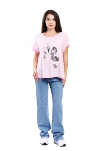 Tricou dama, Flower, Roz Pal, Marime Universala