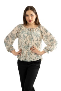 Bluza dama 2371, Ivoire/Bleu, One Size