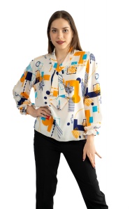 Bluza dama 817 - Alb/Portocaliu