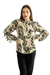 Bluza dama 820 - Crem/Negru/Galben