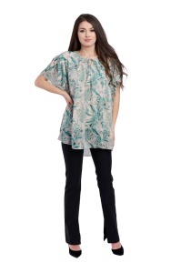 Bluza dama 949, Bej/Verde, Marime Universala