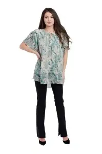 Bluza dama 949, Bej/Verde, Marime Universala