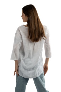 Camasa dama uni, Alba, Oversize - Img 2