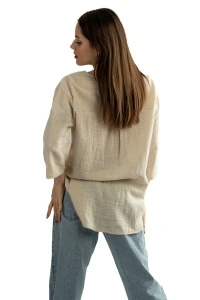 Camasa dama uni, Bej, Oversize - Img 5