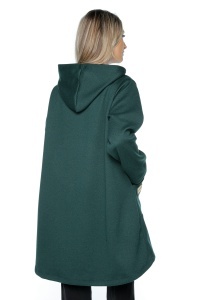 Hanorac dama cu glugă și fermoar, One size, Verde - Img 2