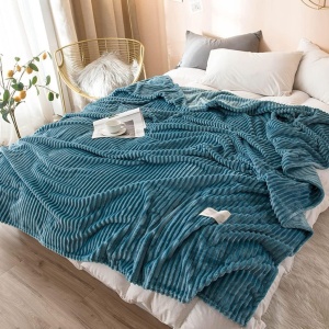 Patura cocolino cu dungi, 200x230cm - Culoare Albastru Deschis