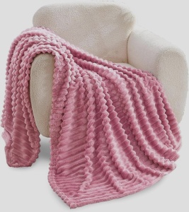 Patura cocolino cu dungi, 200x230cm - Culoare Roz Somon