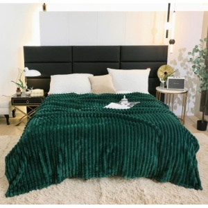 Patura cocolino cu dungi, 200x230cm - Culoare Verde Intens