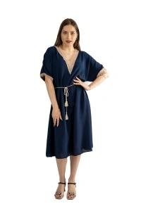 Rochie dama cu snur, Bleumarin, One Size