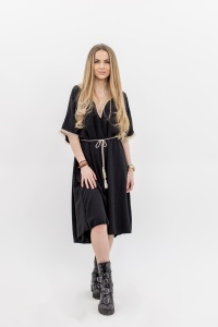Rochie dama cu snur, Negru, One Size