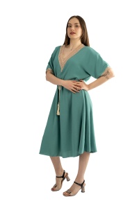 Rochie dama cu snur, Verde Pal, One Size