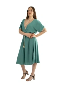 Rochie dama cu snur, Verde Pal, One Size