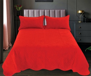 Set cuvertura pat matlasata, 3 piese, 220x220cm - Culoare Rosie