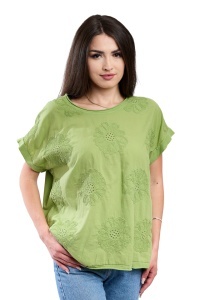 Tricou dama cu imprimeu floral 1055, Verde Deschis, Marime Universala - Img 2