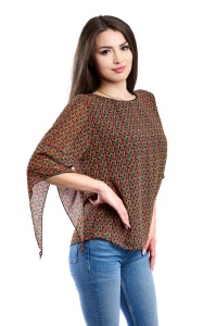 Bluza dama 809 - Negru/Rosu/Verde - Img 2