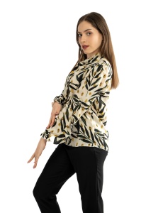 Bluza dama 820 - Crem/Negru/Galben - Img 3