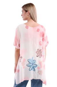 Bluza dama 8894, Roz/Alb, One Size - Img 3