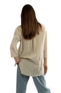 Camasa dama uni, Bej, Oversize - Img 2