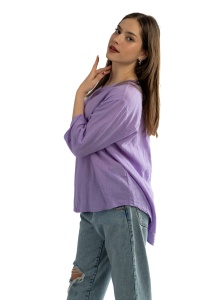 Camasa dama uni, Lila, Oversize - Img 3