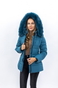 Geacă damă matlasată cu glugă și blană sintetică detașabilă 2319 - Vernil - Img 4
