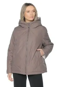 Geaca dama reversibila 2 fete, cu gluga, matlasata 2903, Maro-Bej