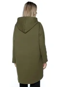 Hanorac dama cu glugă și fermoar, One size, Kaki - Img 2